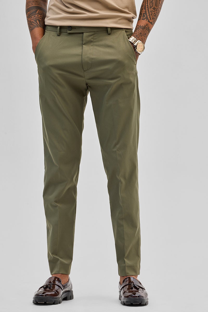 SNITCH Olive Slim Fit Chinos - Image 1